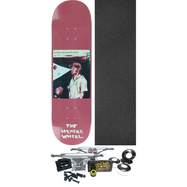 The Heated Wheel Skateboards Cleaner Acid Pink Skateboard Deck - 8.38" x 32" - Complete Skateboard Bundle